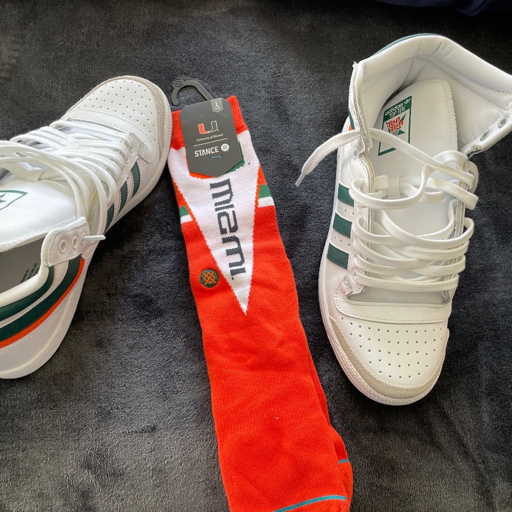 Miami Adidas Top Tens with MiamiHurricanes Socks